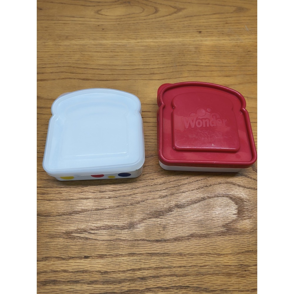 Wonder Bread Sandwich Container Plastic Carry Case - Lot Of 2